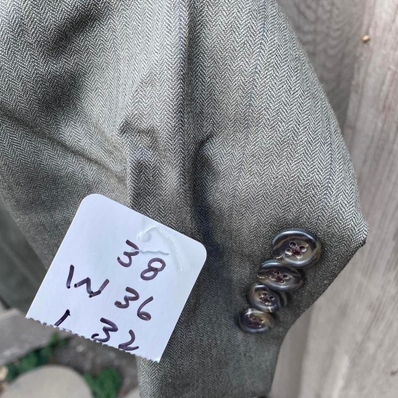 Vintage Burberrys' men's suit blazer 38 38x36x32 M gray 100% pure wool - Picture 2 of 8